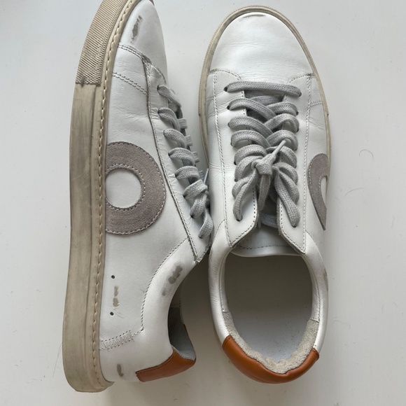 Oliver Cabell Low 1 Marsala White Sneaker with Orange Accent - Picture 3 of 5